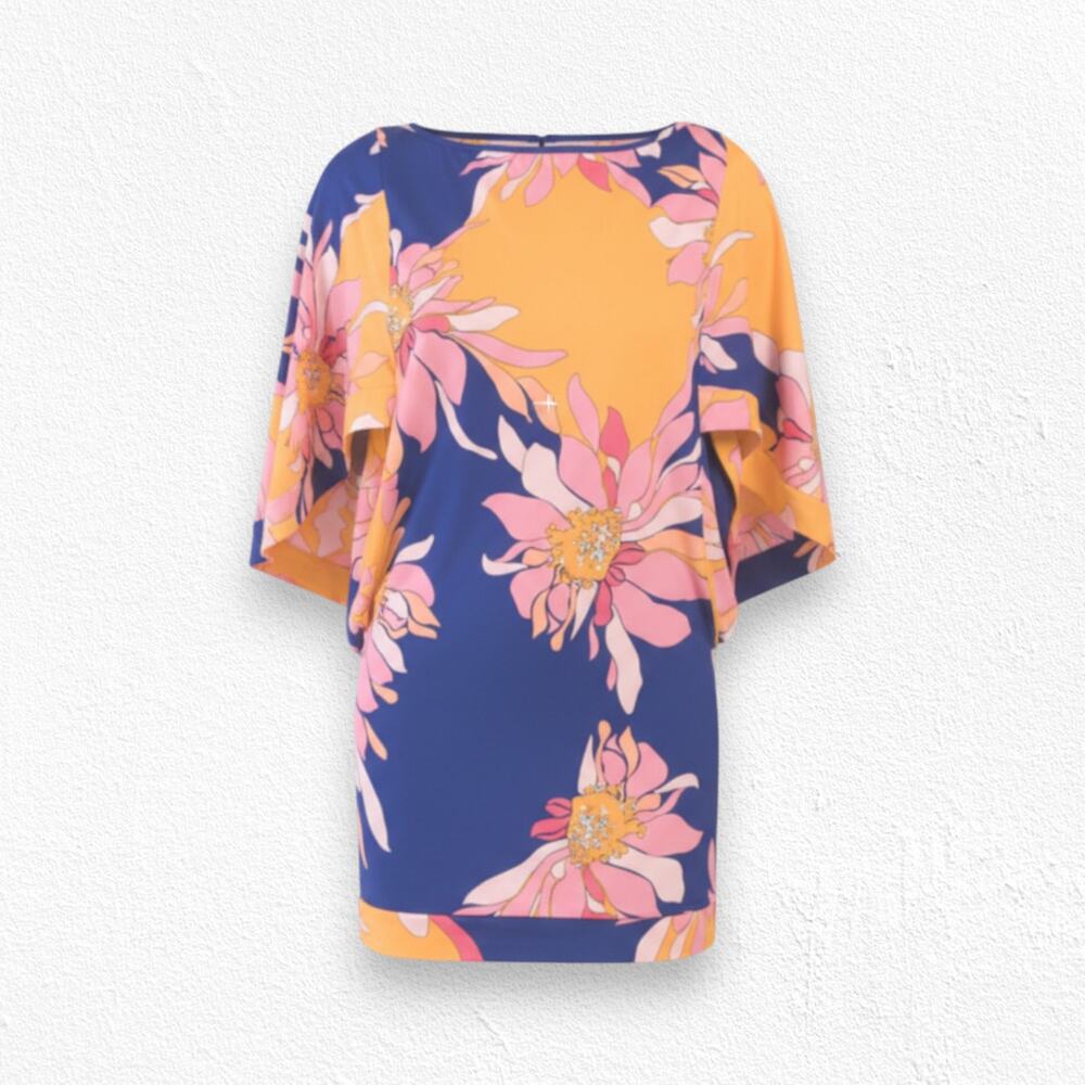 Trina Turk Breeze Tropical Floral Cover Up Dress Kaftan Medium NWT Resort Wear